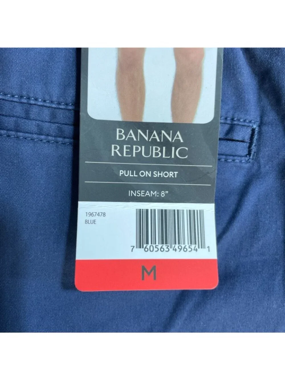 NWT Banana Republic Men's M Pull-On Chino Shorts Blue Elastic Waist